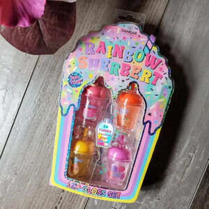 NWT Danbar Global Rainbow Sherbert Lip Gloss Set Non Toxic Fruit Flavored
